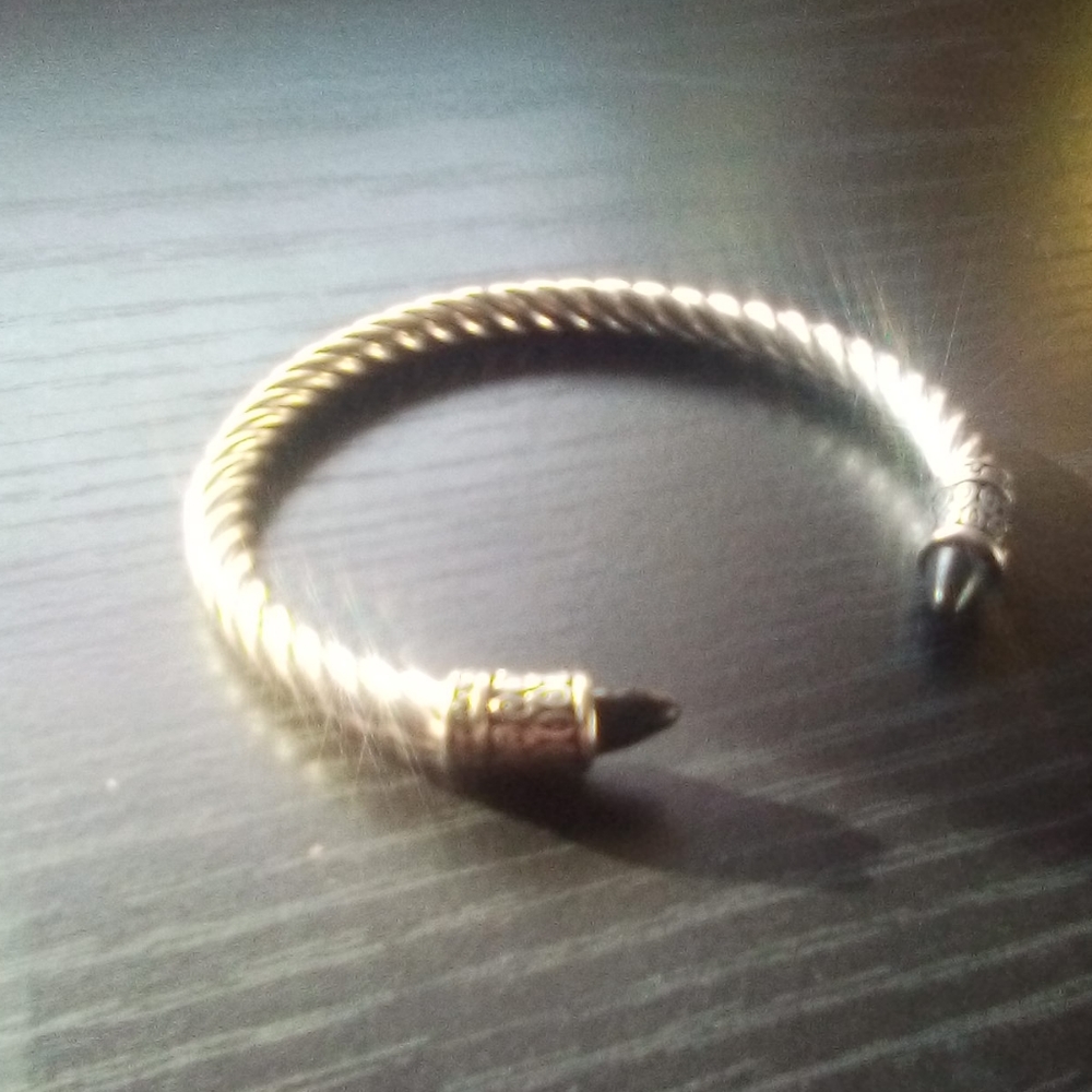 Mens recycled gun metal bangle bracelet